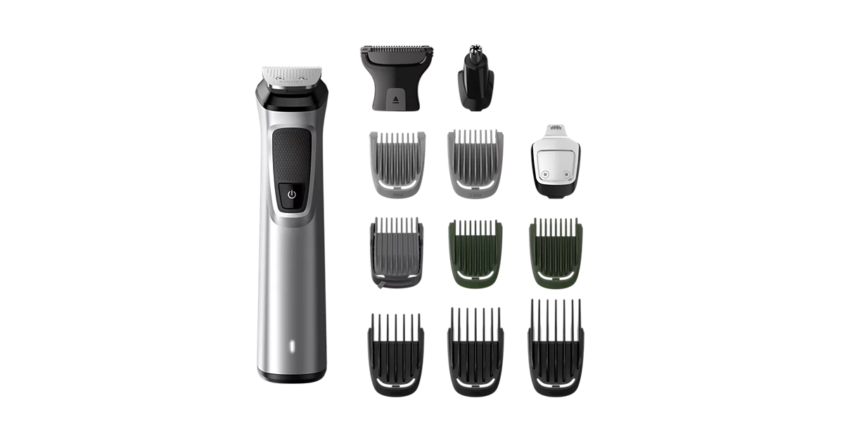 Philips MG7715/15 Multigroom Series 7000 (13-in-1) by Philips — product image showing the trimmer body, blade head and attachments