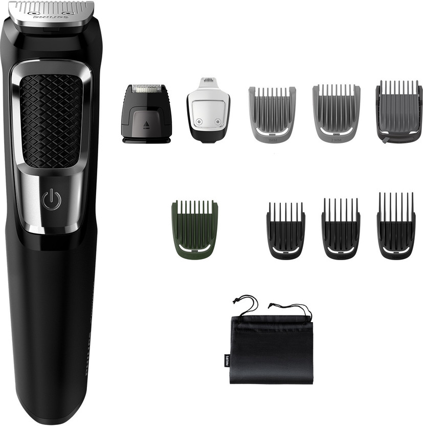 Philips MG3750/33 Fully Waterproof Grooming Kit by Philips — product image showing the trimmer body, blade head and attachments
