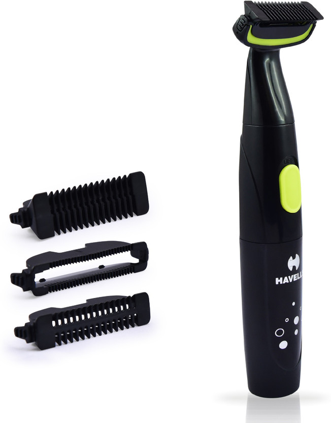 Havells BG 6001 Body Groomer by Havells — product image showing the trimmer body, blade head and attachments
