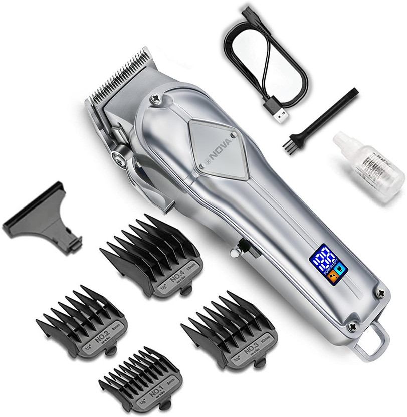 NOVA Professional Cordless 1068 Hair Clipper Trimmer by Nova — product image showing the trimmer body, blade head and attachments
