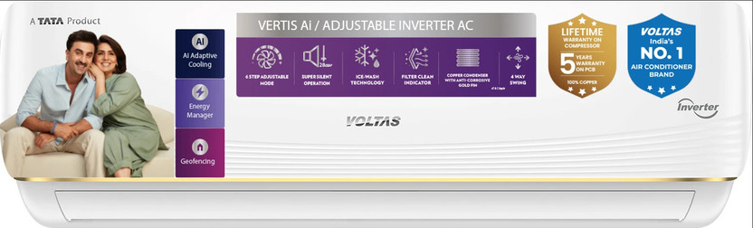 Voltas 1 Ton 3 Star Inverter Split AC with Wi-Fi 2026 by Voltas — official product image of the air conditioner