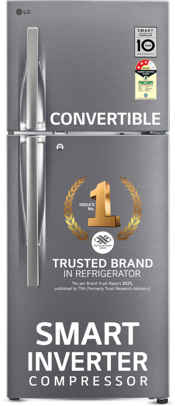 LG 240 L 3 Star Frost Free Convertible Double Door Refrigerator refrigerator by LG — product image showing the cabinet, doors and handle
