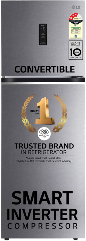 LG 343 L 3 Star Frost Free Convertible Double Door Refrigerator refrigerator by LG — product image showing the cabinet, doors and handle