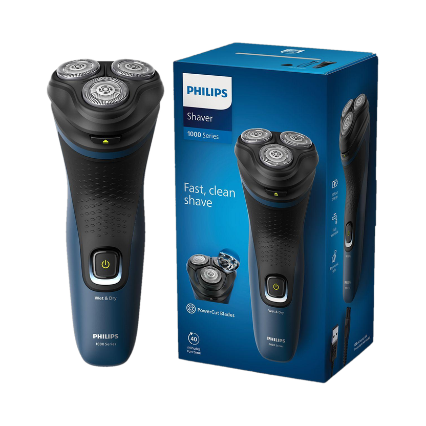 Philips S1151/03 Shaver by Philips — product image showing the trimmer body, blade head and attachments