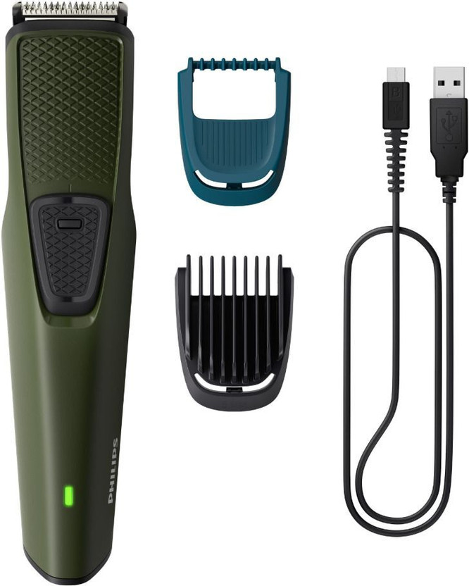Philips BT1230/18 Beard Trimmer Trimmer by Philips — product image showing the trimmer body, blade head and attachments