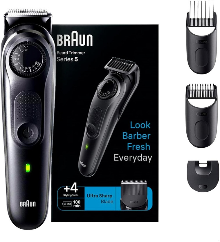 Braun BT 5410 Fully Waterproof Trimmer by Braun — product image showing the trimmer body, blade head and attachments