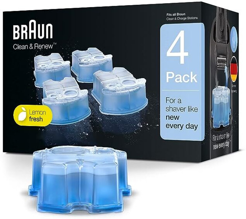 Braun Clean & Renew Cartridges CCR 4 Trimmer by Braun — product image showing the trimmer body, blade head and attachments