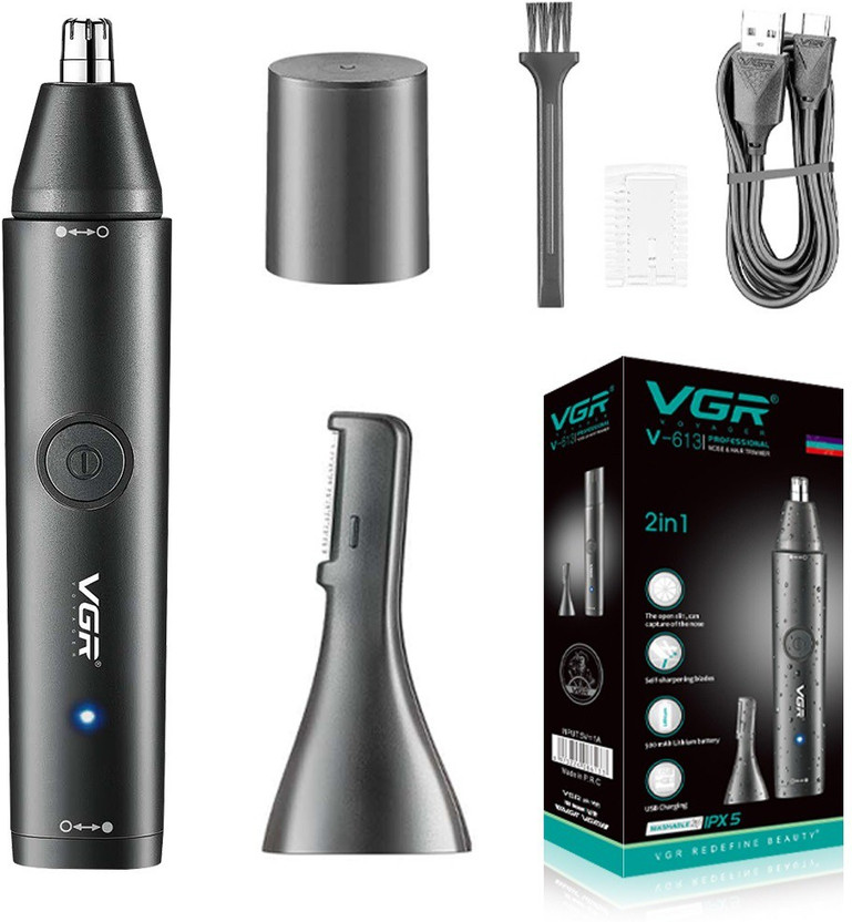 VGR V-613 Fully Waterproof Body Groomer by VGR — product image showing the trimmer body, blade head and attachments