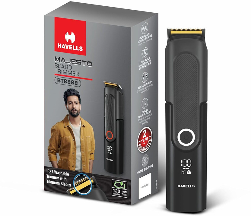 Havells BT8888 Trimmer by Havells — product image showing the trimmer body, blade head and attachments