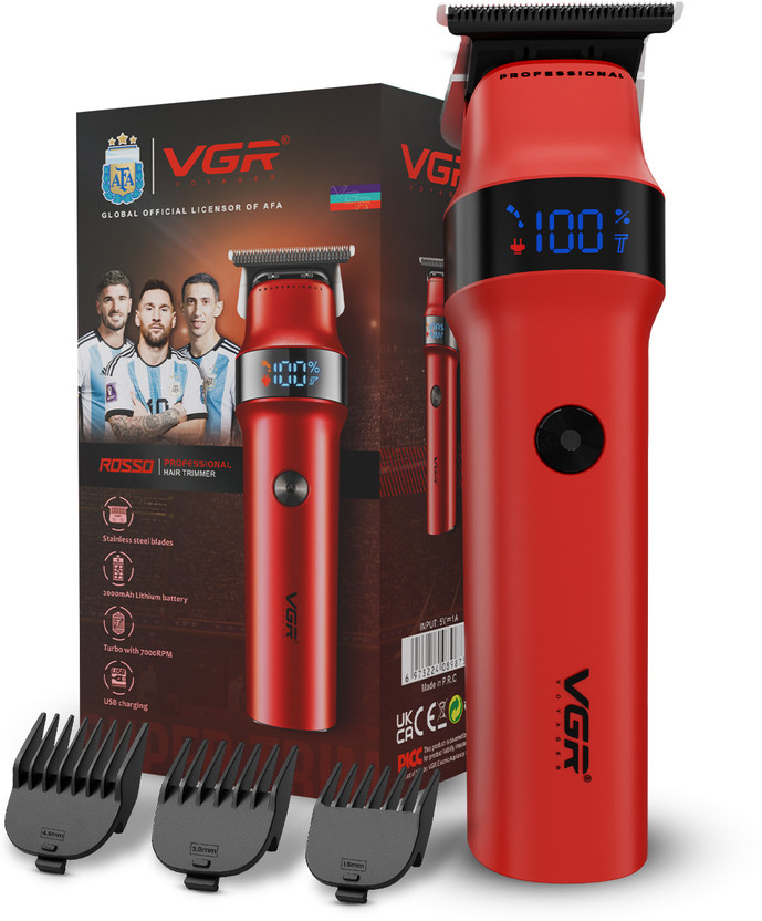 VGR Rosso Professional Trimmer by VGR — product image showing the trimmer body, blade head and attachments