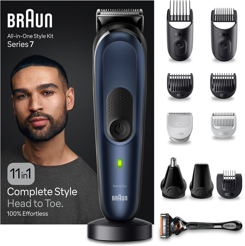 Braun MGK7450 11-in-1 Style Kit by Braun — product image showing the trimmer body, blade head and attachments