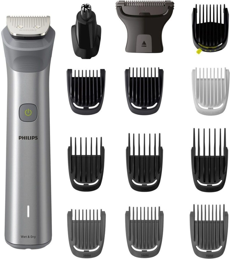 Philips MG5930/65 Fully Waterproof Grooming Kit by Philips — product image showing the trimmer body, blade head and attachments