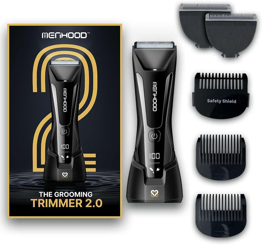 Menhood Cordless Grooming Trimmer 2.0 by Menhood — product image showing the trimmer body, blade head and attachments