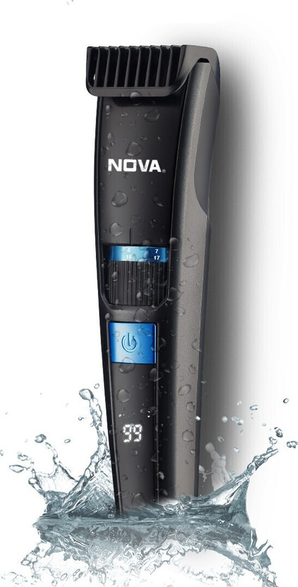 NOVA NHT 1059 Digital Waterproof Fully Waterproof Trimmer by Nova — product image showing the trimmer body, blade head and attachments