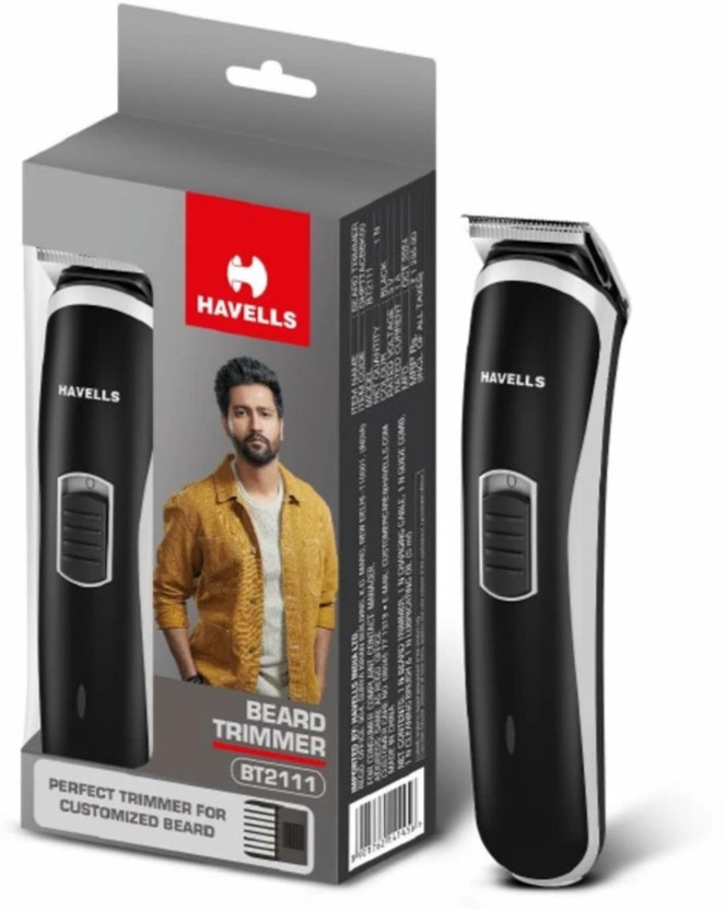 Havells BEARD TRIMMER BT2111 PERFECT TRIMMER FOR CUSTOMIZED BEARD Trimmer by Havells — product image showing the trimmer body, blade head and attachments