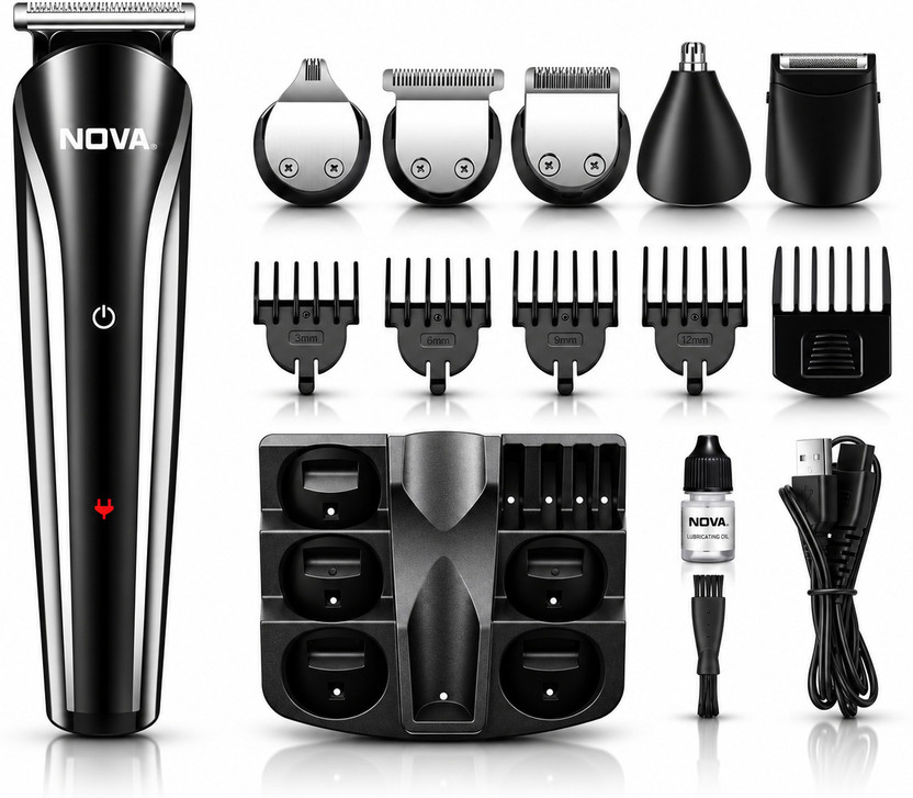 NOVA NG 1152-05 USB Trimmer by Nova — product image showing the trimmer body, blade head and attachments