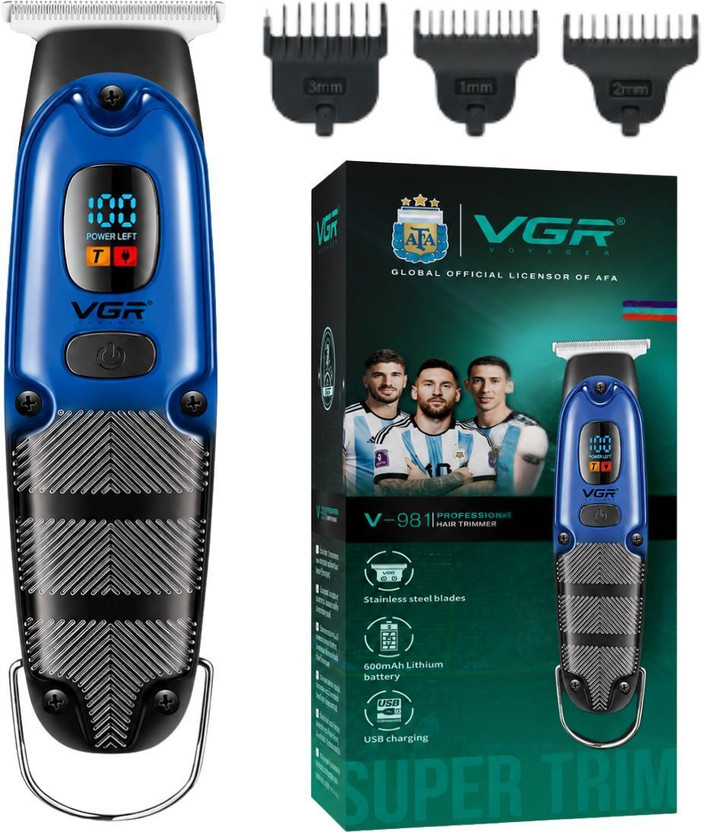 VGR VG-981-R-RE Grooming Kit by VGR — product image showing the trimmer body, blade head and attachments
