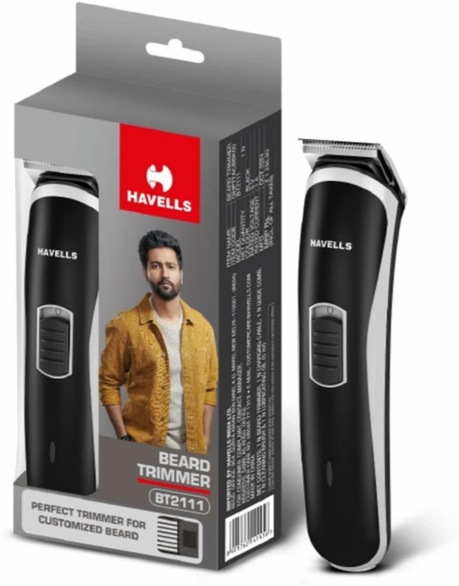 Havells Bt2111 Trimmer by Havells — product image showing the trimmer body, blade head and attachments