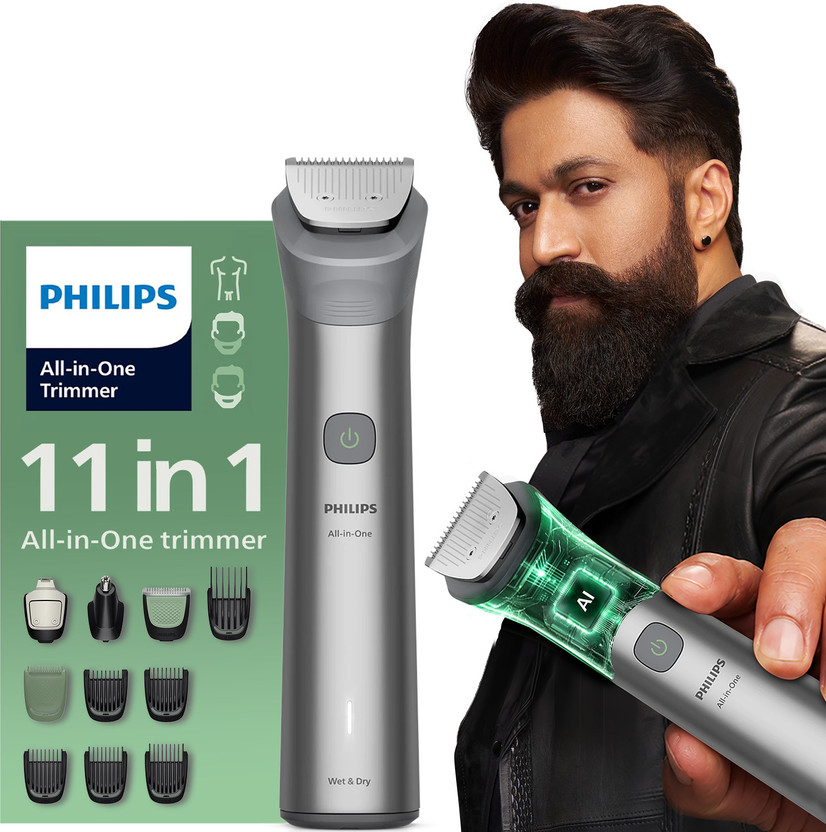 Philips MG5932/15 Fully Waterproof Trimmer by Philips — product image showing the trimmer body, blade head and attachments