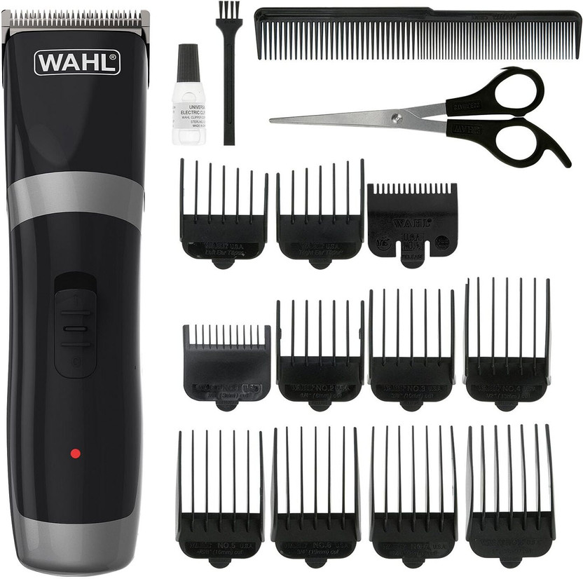 Wahl Cord/Cordless Hair Clipper by Wahl — product image showing the trimmer body, blade head and attachments