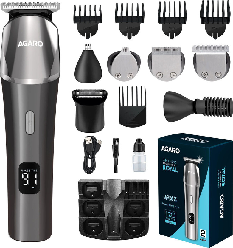 AGARO Royal Multi Grooming Kit by AGARO — product image showing the trimmer body, blade head and attachments