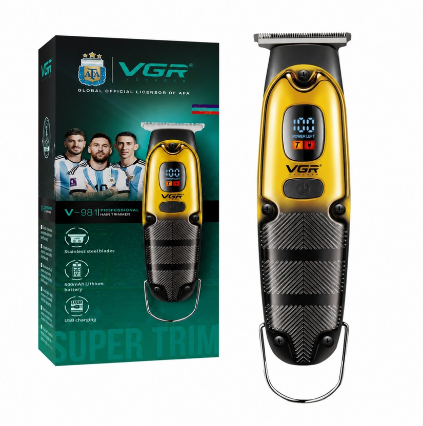 VGR V-981 Fully Waterproof Trimmer by VGR — product image showing the trimmer body, blade head and attachments