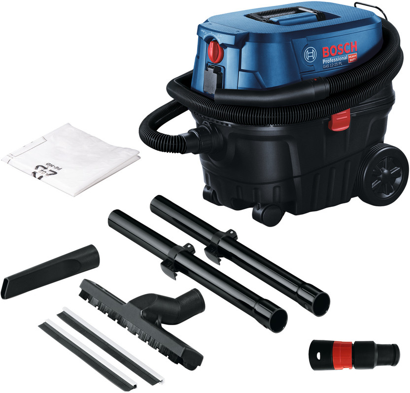 Bosch GAS12-25L Wet & Dry Vacuum Cleaner vacuum cleaner by Bosch — product image showing the body, hose and cleaning head